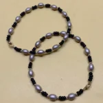 Handmade Rose-Gold & Black Beaded Anklets