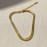 Slim Gold-Tone Flat Chain Anklet for Women