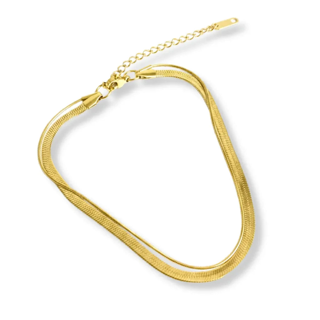 Slim Gold-Tone Flat Chain Anklet for Women