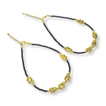 Black Beaded Anklet With Gold-Tone Charm