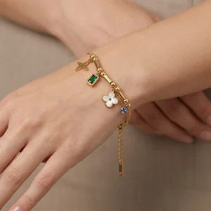 Minimal Multiple Charm Bracelet For Women