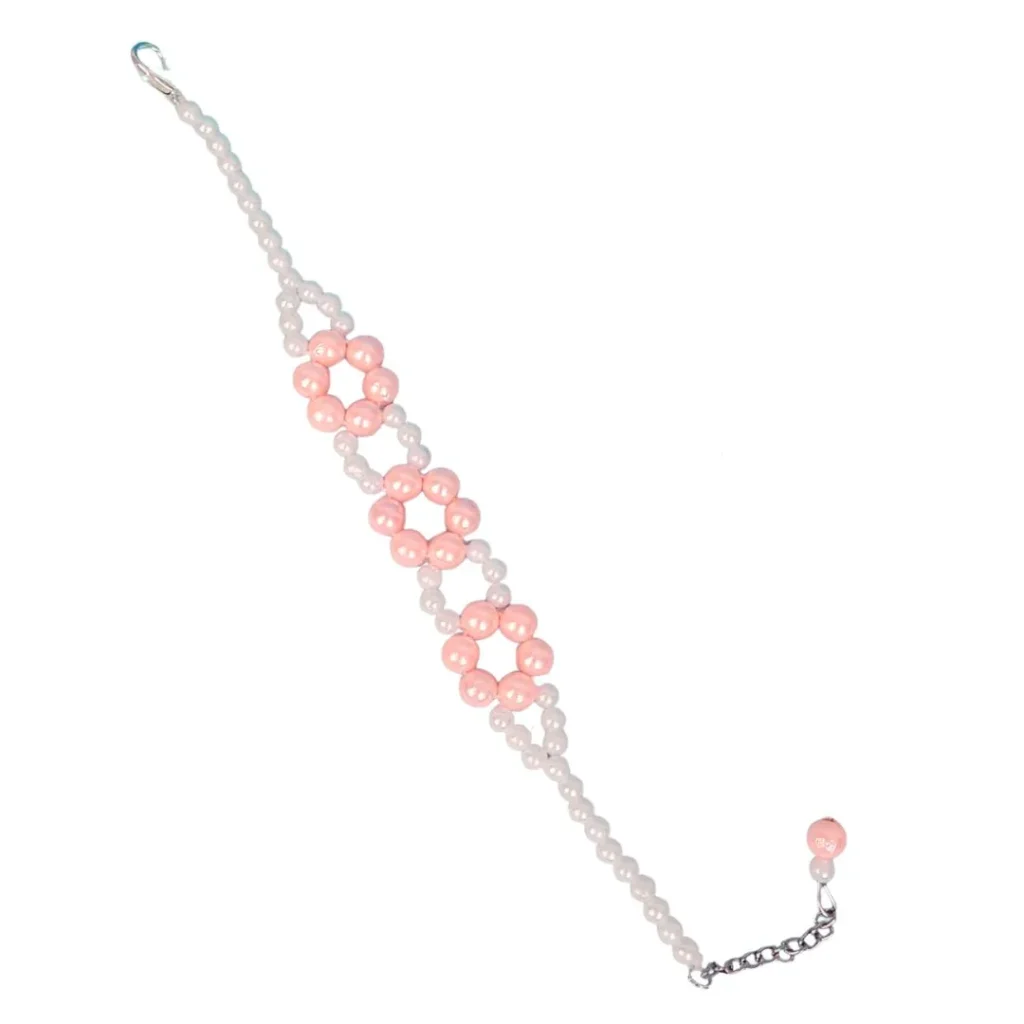 Elegant Dual-Tone Beaded Floral Bracelet