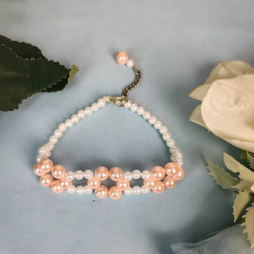 Elegant Dual-Tone Beaded Floral Bracelet