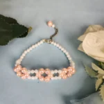 Elegant Dual-Tone Beaded Floral Bracelet
