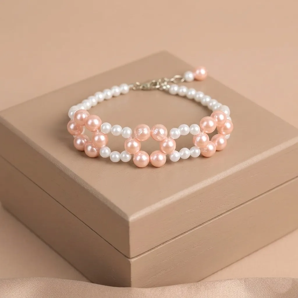 Elegant Dual-Tone Beaded Floral Bracelet