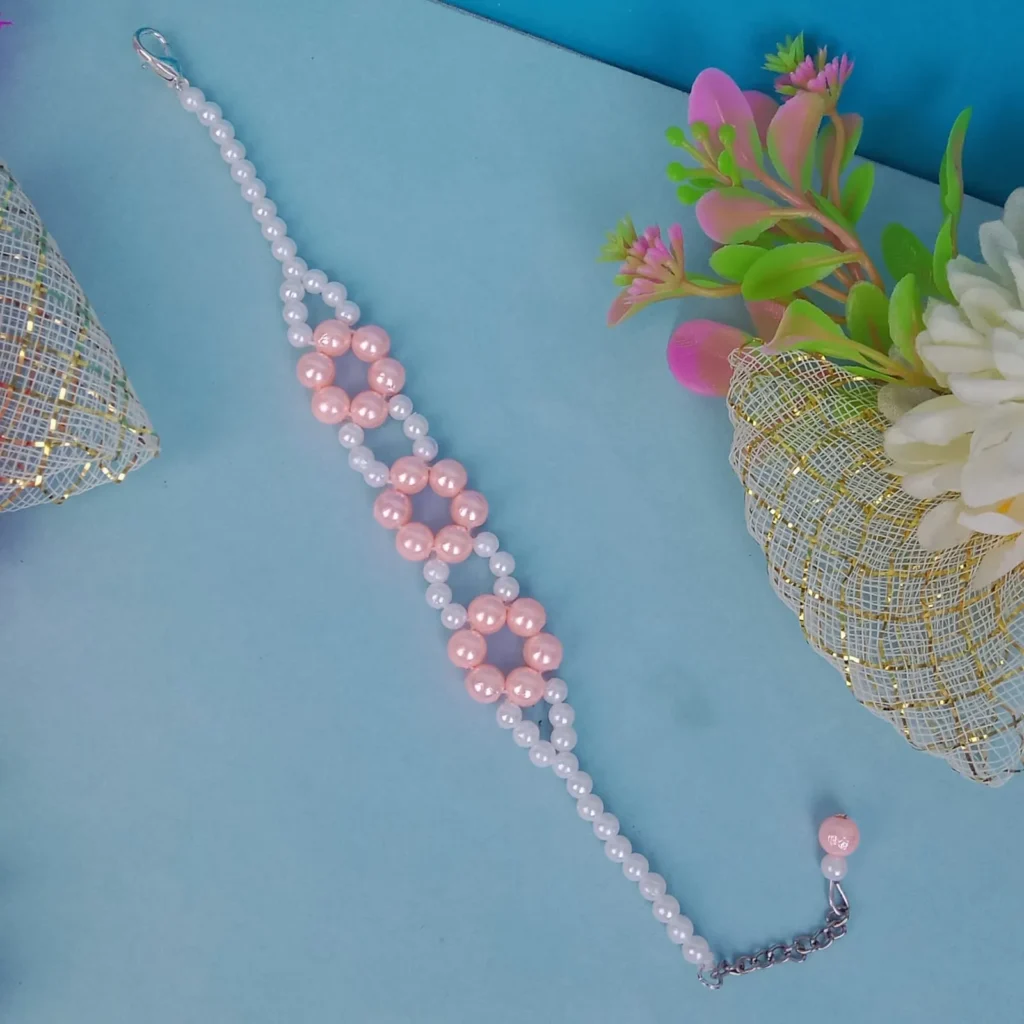 Elegant Dual-Tone Beaded Floral Bracelet