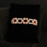 Elegant Dual-Tone Beaded Floral Bracelet