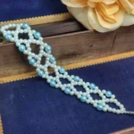 White & Pastel Blue Beaded Wide Bracelet