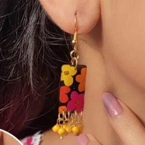 Resin Earrings: Unique & Handmade Designs Statement Floral Bar Drop Earrings