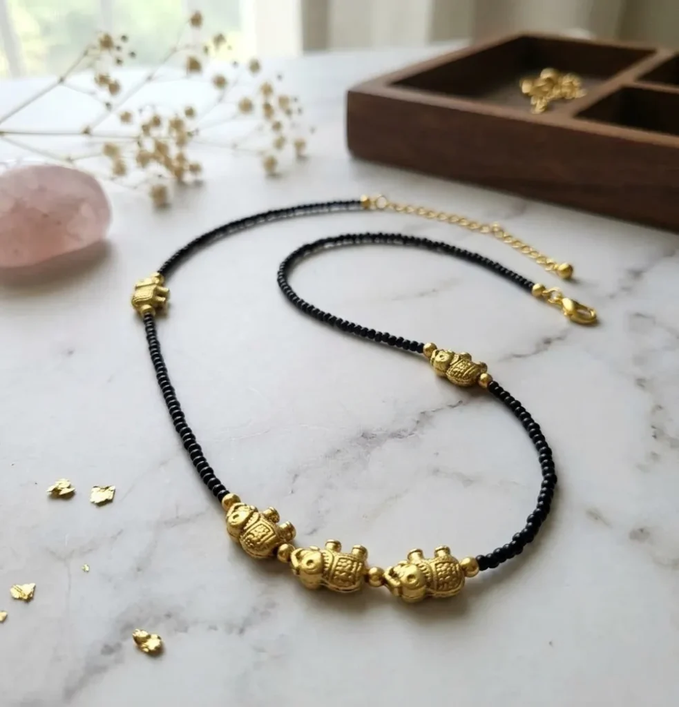 Handcrafted Black Beaded Necklace For Women