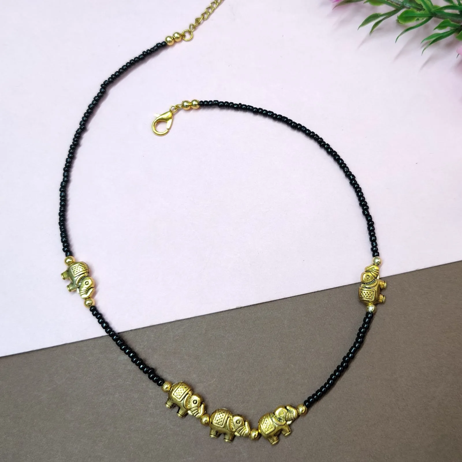 Handcrafted Black Beaded Necklace For Women