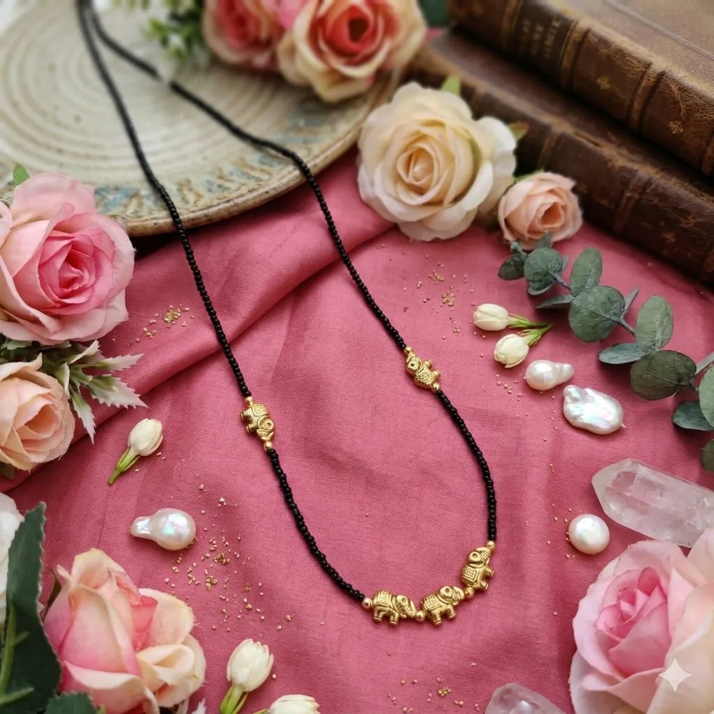 Adjustable Black Beaded Choker Necklace