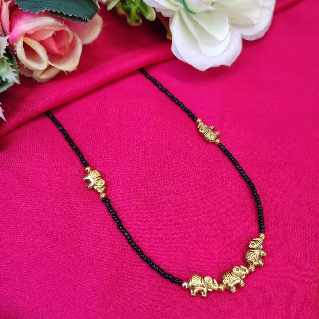 Adjustable Black Beaded Choker Necklace