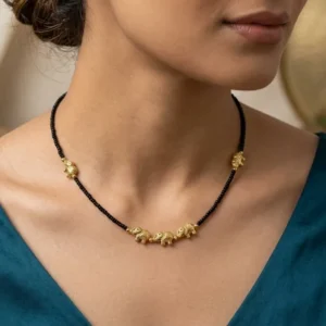 Adjustable Black Beaded Choker Necklace