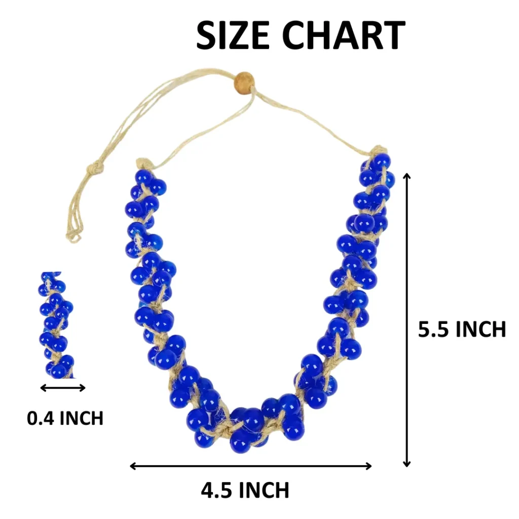 Elegant Handmade Blue Beads Jute Necklace