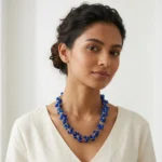 Elegant Handmade Blue Beads Jute Necklace