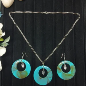 Turquoise Leaf Charm Jewelry Set