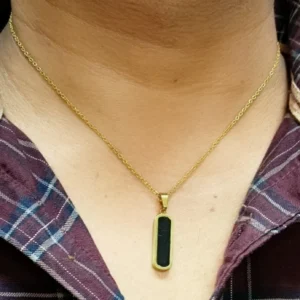 Men’s Gold-Plated Black Bar Pendant