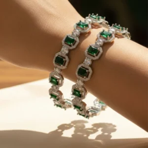 Silver-Tone AD Bangles For Women