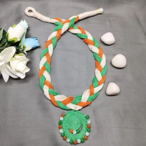 Handcrafted Tricolor Braided Necklace