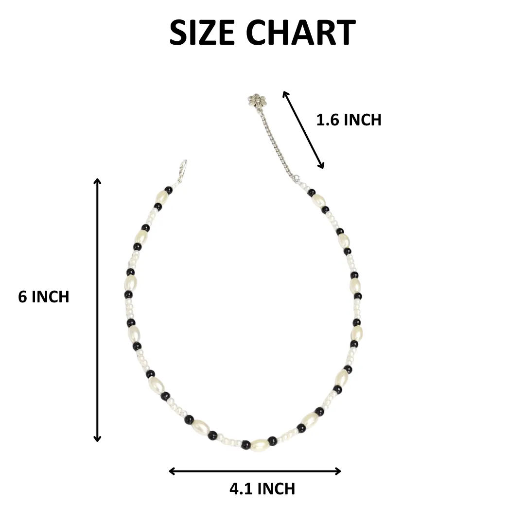 Minimal White & Black Beaded Necklace