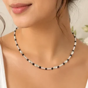 Minimal White & Black Beaded Necklace
