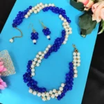 Eye-Catching Blue Beaded Pearl Jewelry Set