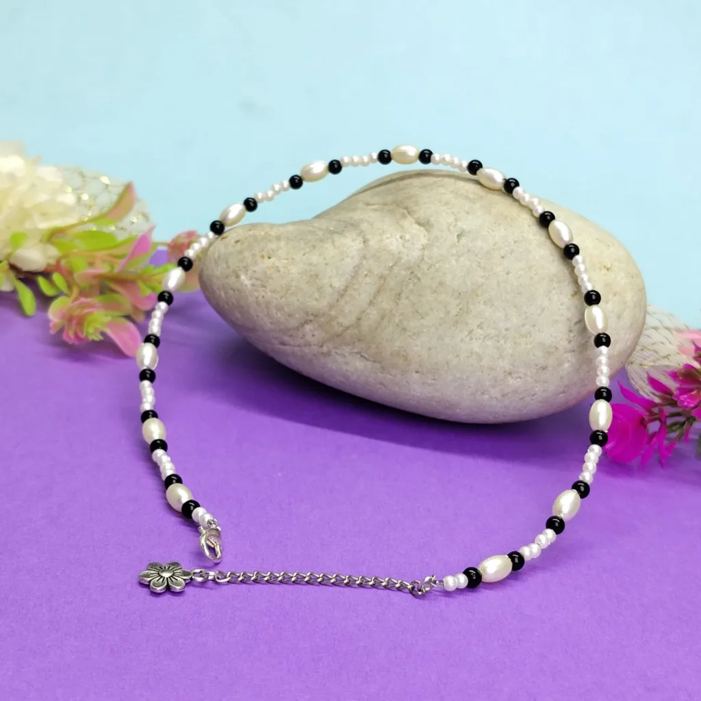 Minimal White & Black Beaded Necklace