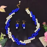 Eye-Catching Blue Beaded Pearl Jewelry Set
