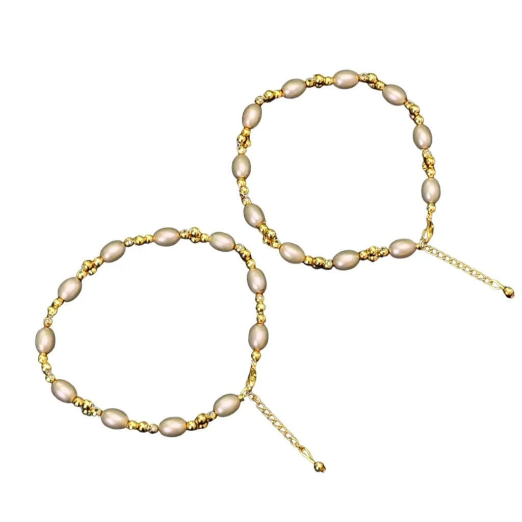 Adjustable Beaded Anklet With Oval Beads