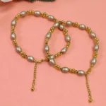 Adjustable Beaded Anklet With Oval Beads