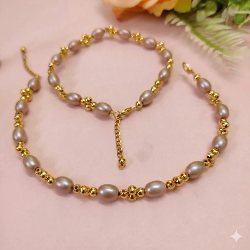 Adjustable Beaded Anklet With Oval Beads