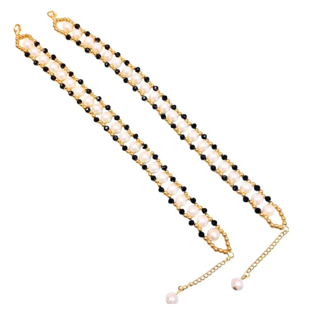 Stylish Double Layer Pearl Beaded Anklet