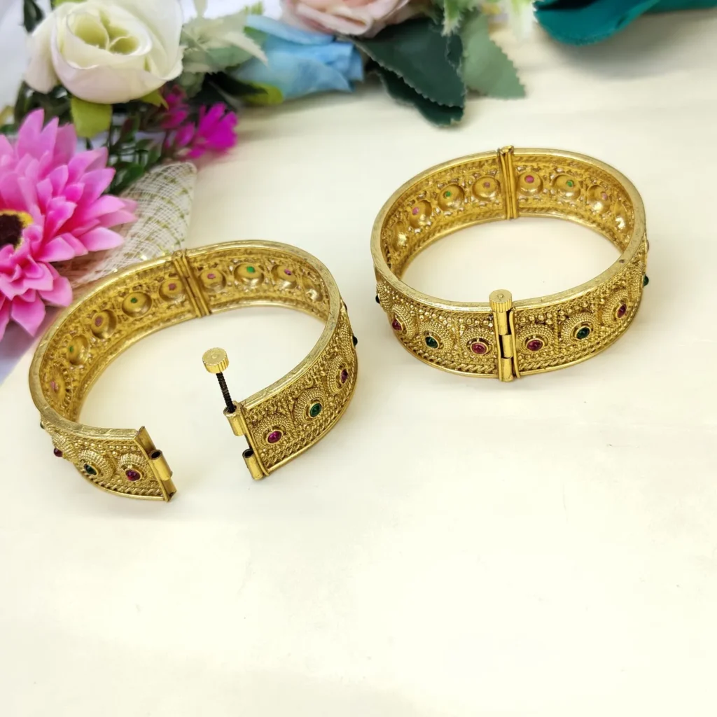 Traditional Brass Kada Bangle Set