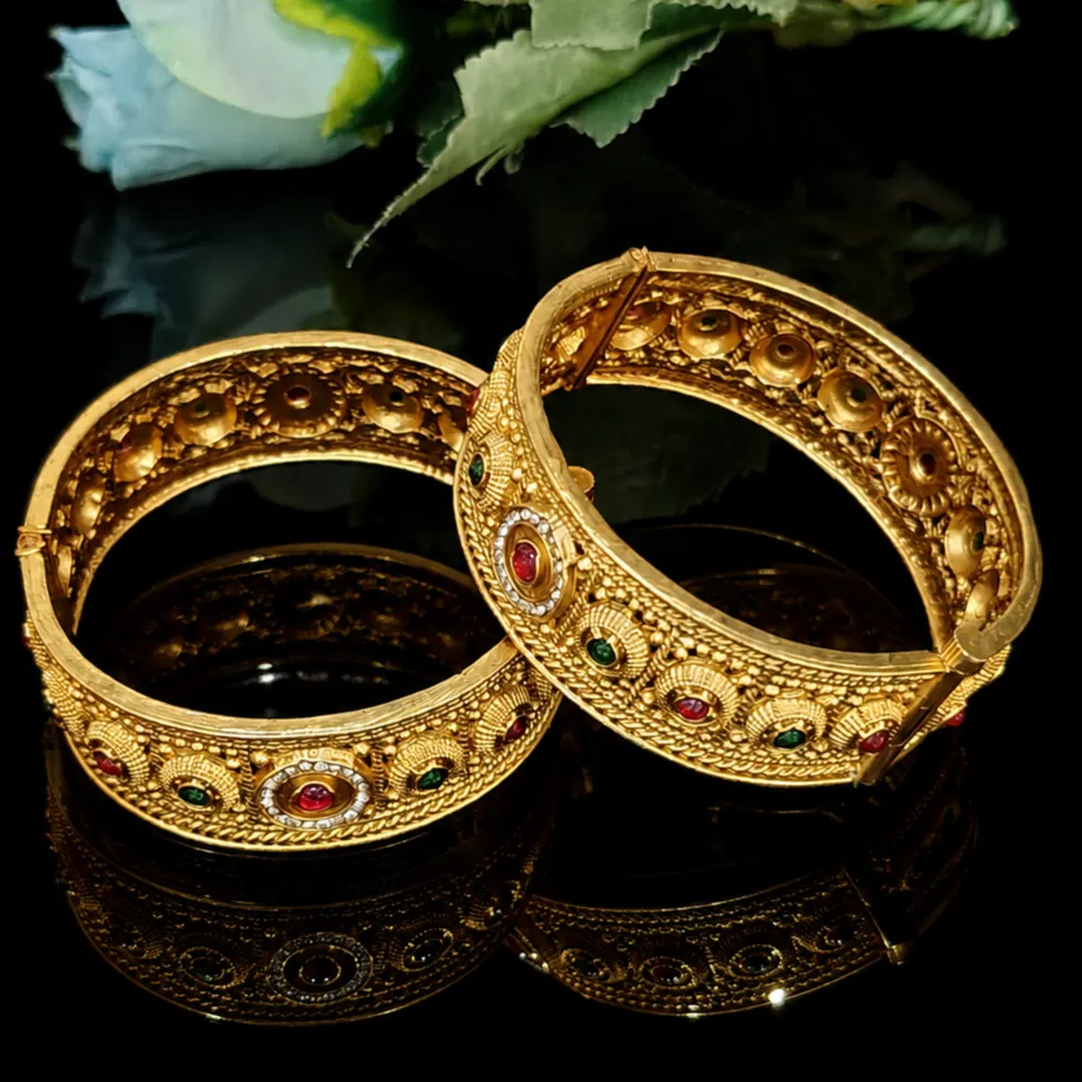 Traditional Brass Kada Bangle Set