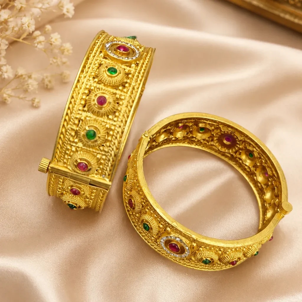 Traditional Brass Kada Bangle Set