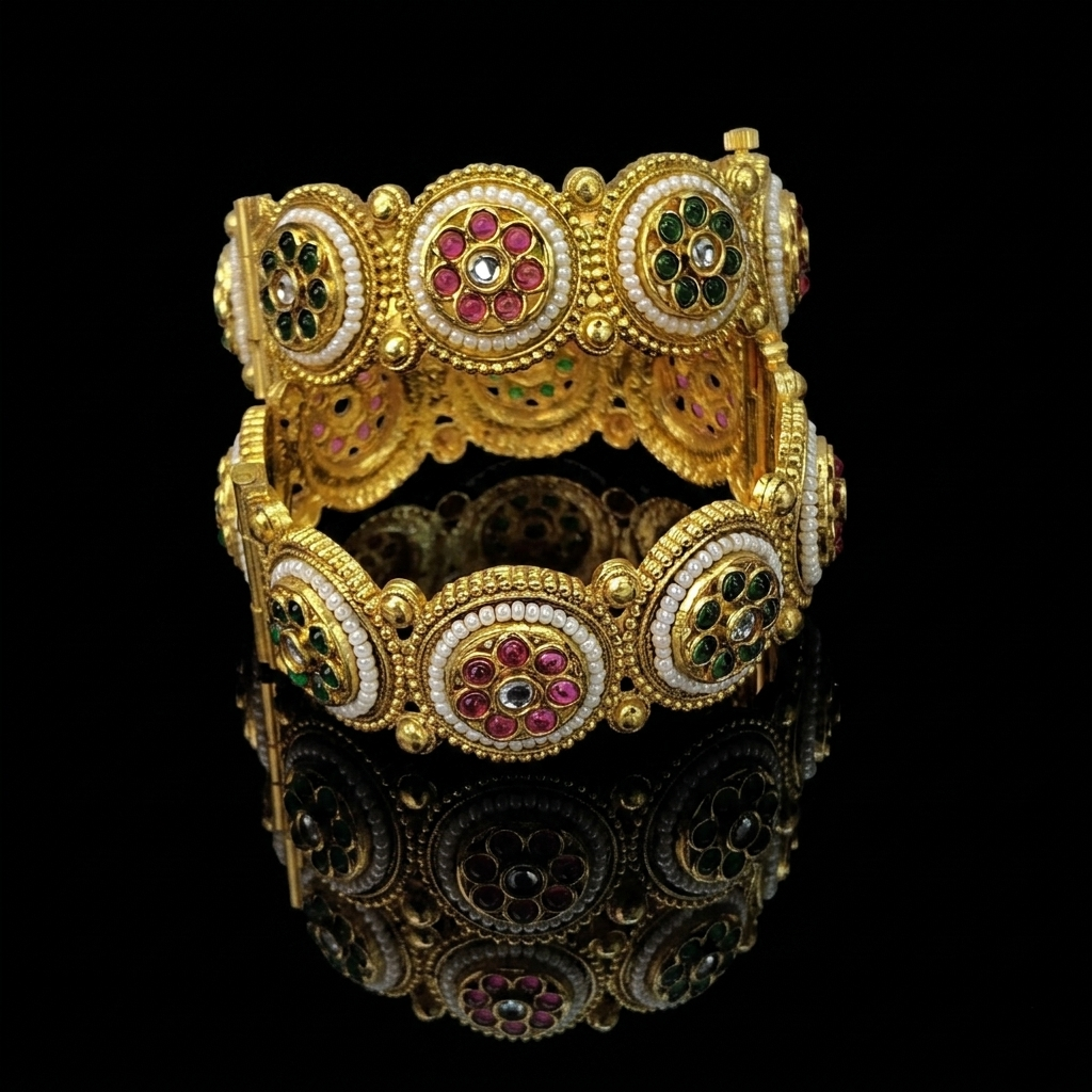 Rajwadi Style Openable Brass Kada Set