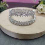 Cubic Zirconia Floral Eternity Bangle Set