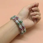 Designer Silver-Tone American Diamond Bangles