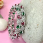 Designer Silver-Tone American Diamond Bangles