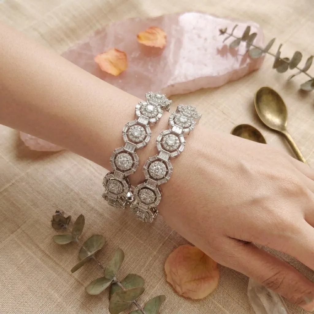 Geometric Cubic Zirconia Stone Studded Kada