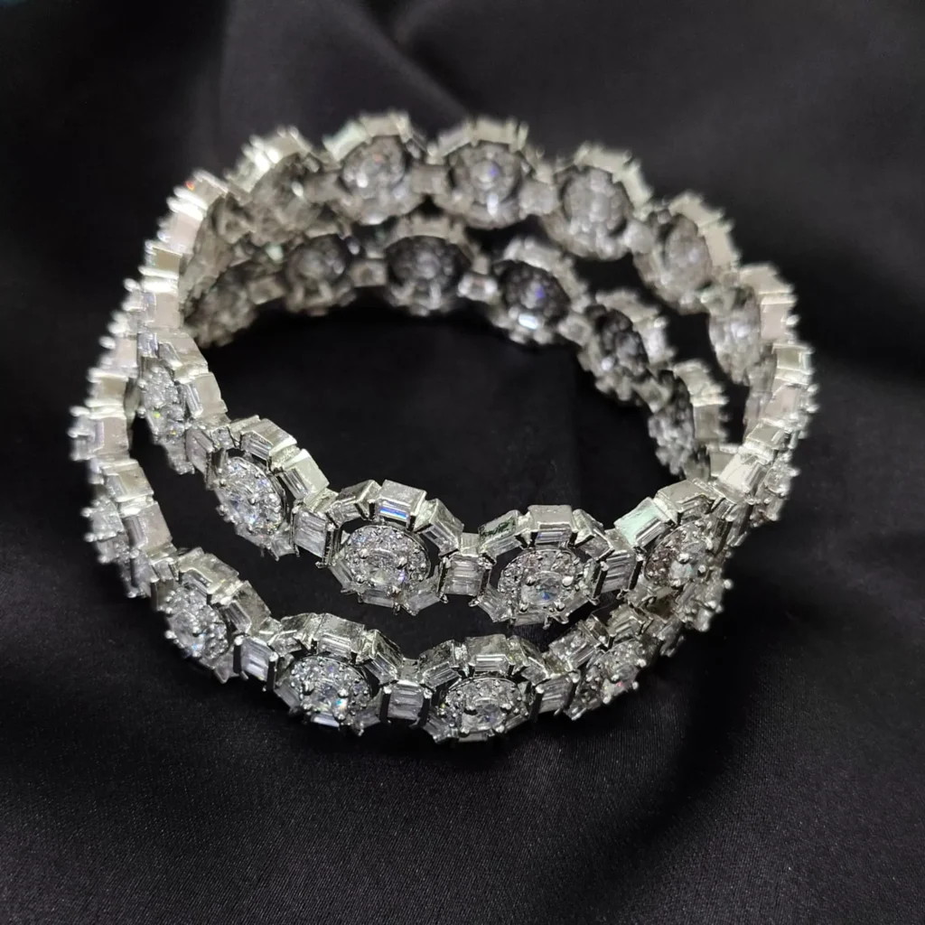 Geometric Cubic Zirconia Stone Studded Kada