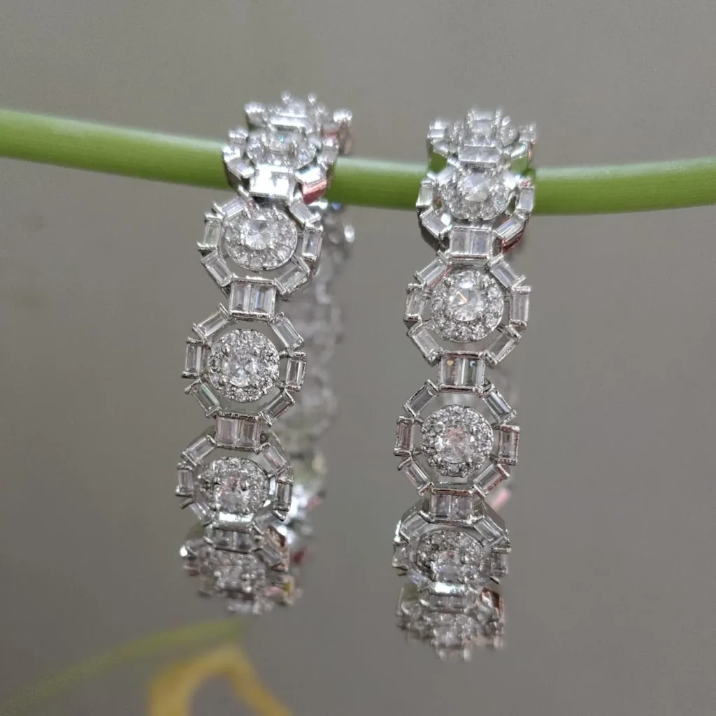 Geometric Cubic Zirconia Stone Studded Kada