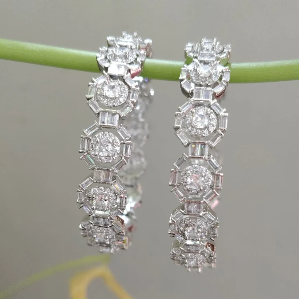 Geometric Cubic Zirconia Stone Studded Kada