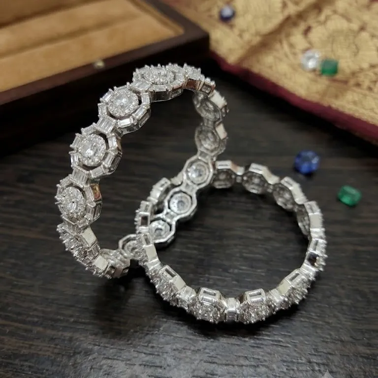 Geometric Cubic Zirconia Stone Studded Kada