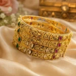 Ethnic Saraswati-Inspired Brass Kada Bangle Set