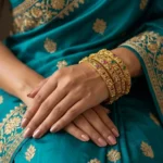 Ethnic Saraswati-Inspired Brass Kada Bangle Set