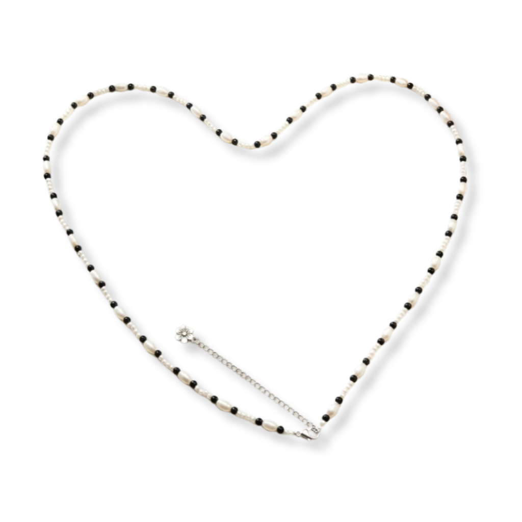 Handcrafted White & Black Bead Waist Chain