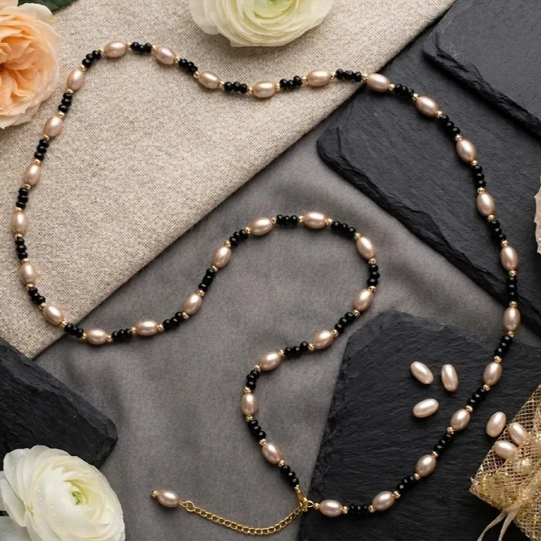 Classic Black & Rose Gold Beads Waist Chain