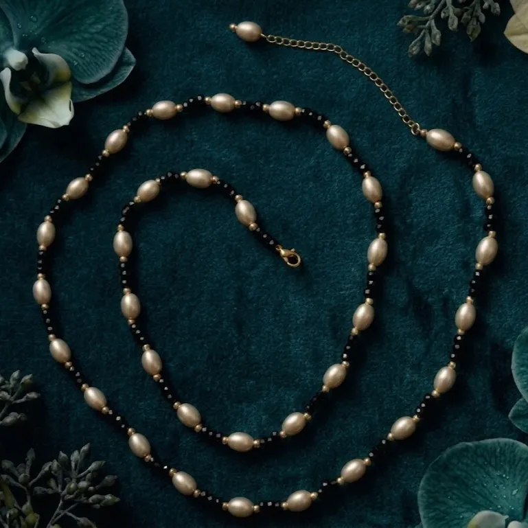 Classic Black & Rose Gold Beads Waist Chain